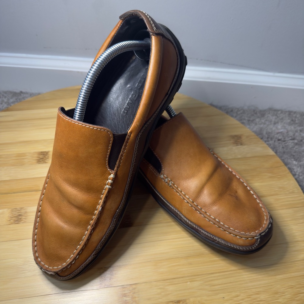 Cole Haan Mens Tan Brown Leather Slip On Driving Loafers Moc Toe‎ Shoes